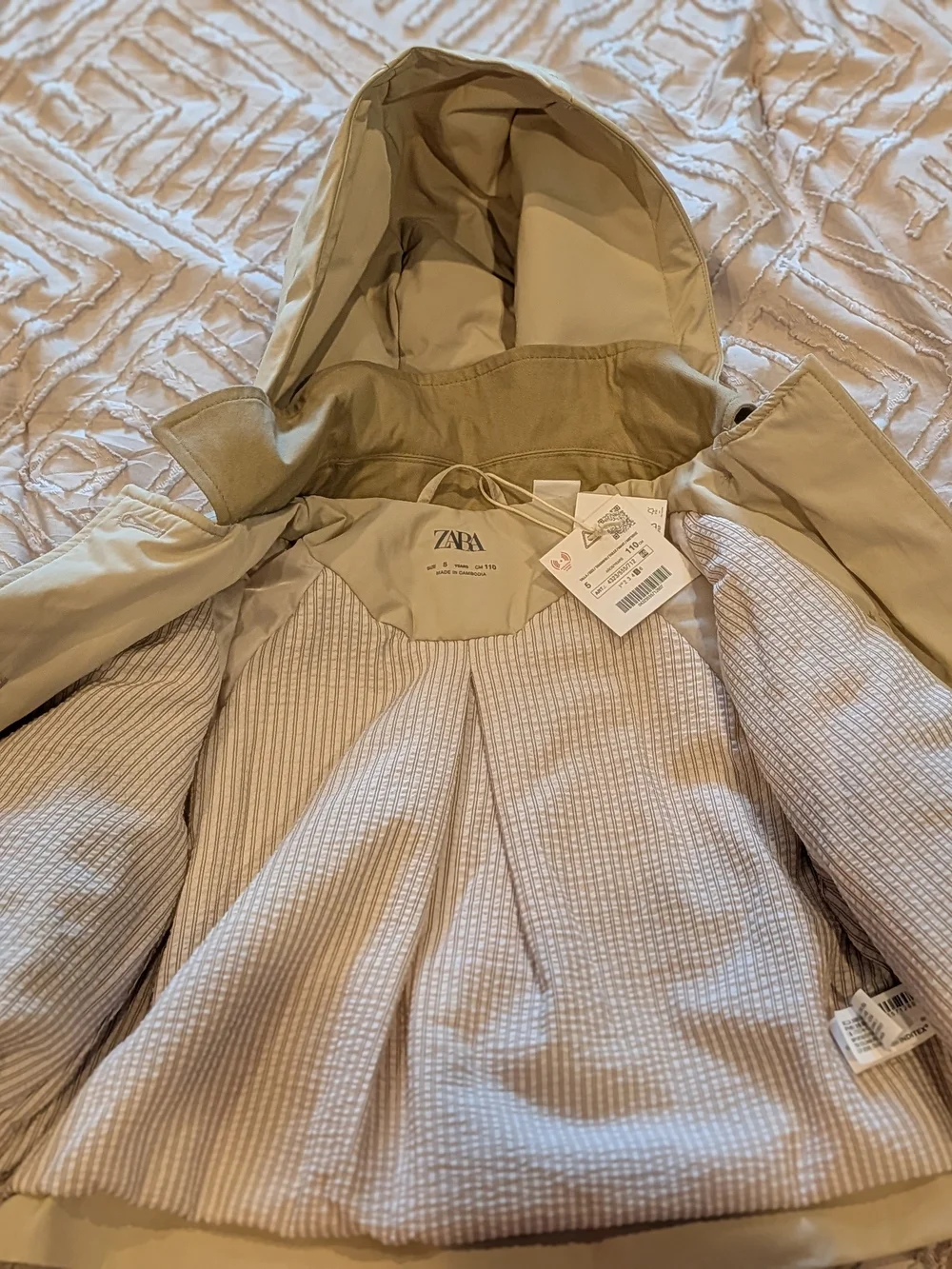 Zara Kids Hooded Raincoat in Tan